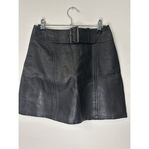 Leather Mini Skirt Women Sz 7 (26" Waist) Black Pencil Biker Grunge Y2K 90s Goth
